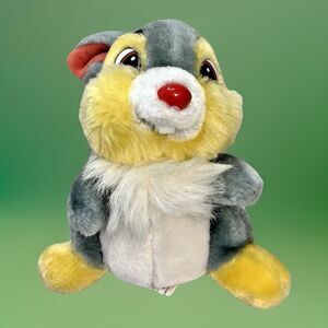 Vintage Thumper Bunny Rabbit Plush 7" Gray White Bambi 1980s Disneyland Retro